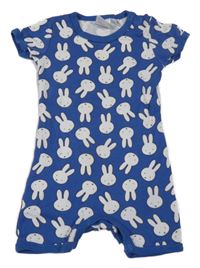 Tmavomodrý bavlněný kraťasový overal s králíky - Miffy