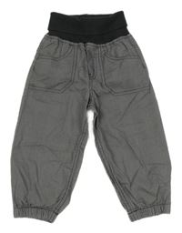 Šedo-bílé kostkované cuff kalhoty s úpletovým pasem H&M
