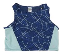 Tmavomodro-světlemodrý funkční sportovní crop top Decathlon