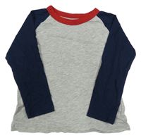 Šedo/melírovano-tmavomodro-červené triko H&M