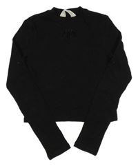 Černé žebrované crop triko s průstřihem H&M