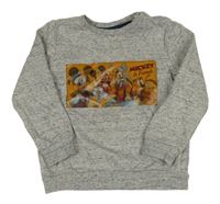 Šedá melírovaná mikina s Mickeym a kamarády Disney