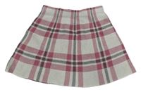 Bílo-růžovo-šedá kostkovaná úpletová sukně 