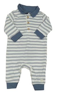 Bílo-modrý pruhovaný polo overal F&F