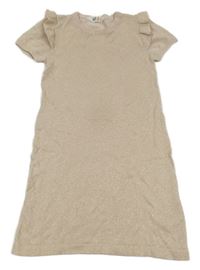 Béžové třpytivé svetrové šaty s 3D mašlí H&M