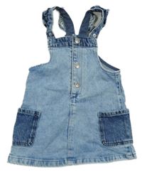 Světlemodro-modré plísňové cargo riflové šaty s volánky H&M