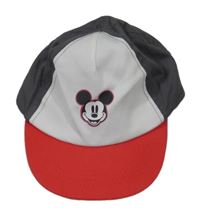 Tmavošedo-bílo-červená kšiltovka s Mickeym Primark