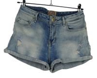 Dámské světlemodré šisované riflové kraťasy s prošoupáním Bershka 