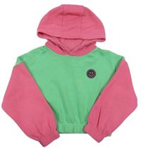 Růžovo-zelená crop mikina s kpaucí Pep&Co