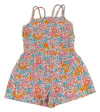Bílo-barevný vzorovaný kraťasový lehký overal Primark