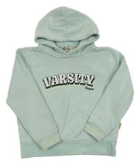 Mentolová mikina s nápisem a kapucí VINGINO