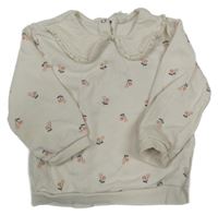 Bílá mikina s třešněmi a límečkem H&M