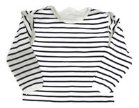 Bílo-tmavomodré pruhované triko s volánky H&M