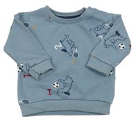 Modrošedá mikina s pejsky Primark