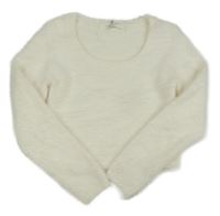 Smetanový chlupatý crop svetr H&M