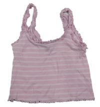 Růžovo-bílý pruhovaný crop top New Look