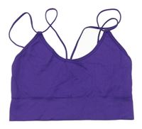 Fialový žebrovaný elastický crop top 