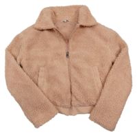 Růžová huňatá podšitá crop bunda E-Vie