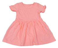 Neonově růžové bavlněné šaty s volánky Dunnes Store