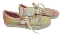 Nové - Růžovo-světlemodro-žluté třpytivé tenisky Matalan vel. 36