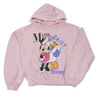 Světlerůžová oversize mikina s Minnie a Daisy a kapucí George