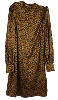 Dámské hnědo-černé vzorované saténové šaty Scotch&Soda 