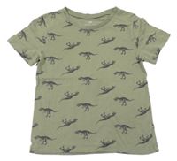 Khaki tričko s dinosaury H&M