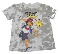 Béžovo-bílé batikované tričko s Ashem - Pokémon H&M
