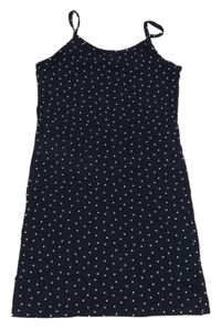Tmavomodré puntíkaté elastické šaty H&M
