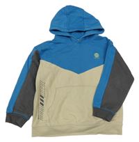 Modro-šedo-béžová mikina s kapucí Next