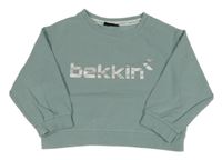 Modrošedá crop oversize mikina s logem Bekkin