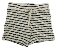 Smetanovo-černé pruhované pletené kraťasy H&M