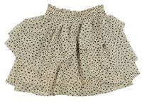 Béžovo-černá puntíkatá šifonová vrstvená sukně H&M