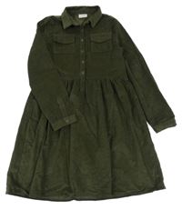 Khaki manšestrové košilové šaty LC WAIKIKI 