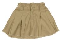 Béžová plátěná skládaná sukně H&M