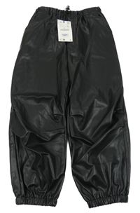 Nové - Černé koženkové cuff zateplené kalhoty Zara