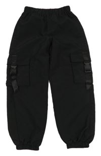 Černé cargo cuff kalhoty Shein