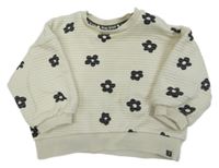 Smetanová žebrovaná oversize mikina s květy George