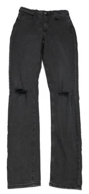Šedé teplákové high waist rifle s dírami H&M