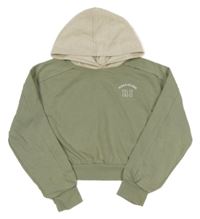 Zelenošedá crop mikina s nápisem a kapucí River Island