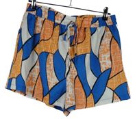 Dámské modro-oranžovo-bílé vzorované sukňové kraťasy Shein 