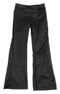 Černé flare koženkové kalhoty H&M