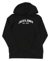 Černá mikina s logem a kapsou a kapucí JACK&JONES