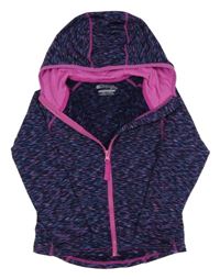 Tmavomodro-růžová melírovaná propínací sportovní mikina s kapucí Mountain Warehouse