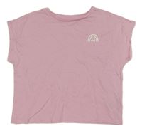 Světlerůžové crop tričko s duhou H&M