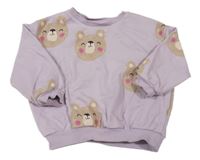 Lila oversize mikina s medvědy George