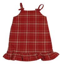 Červeno-smetanové kostkované šaty s volánkem H&M