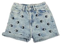 Světlemodré riflové kraťasy s Jin a Jang Denim Co.