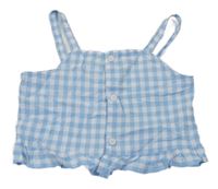 Světlemodro-bílý kostkovaný crop top 