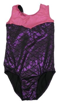 Černo-růžové vzorované cvičební body s mašlí 